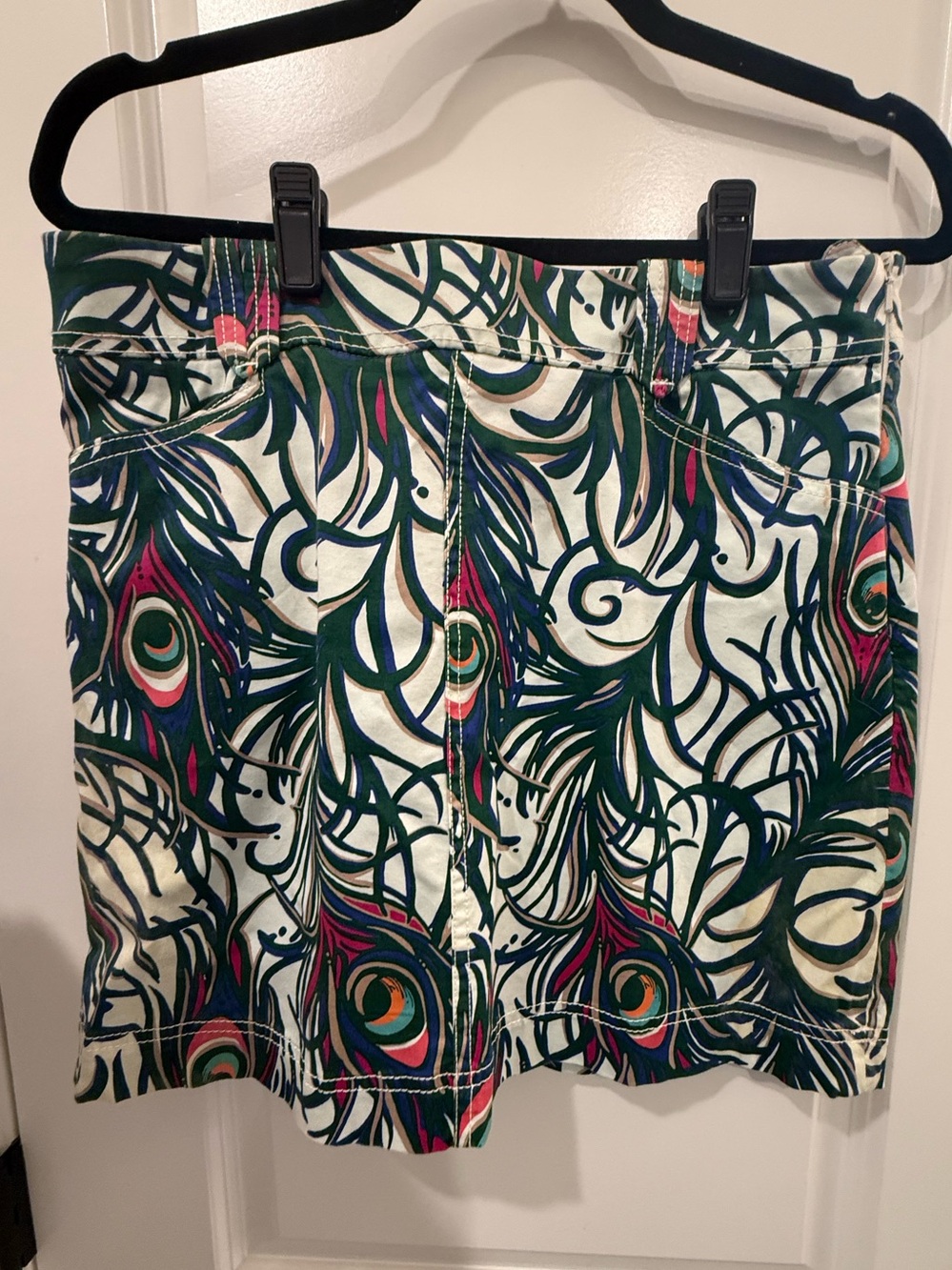 Printed Peacocks Feather Mini Skirt